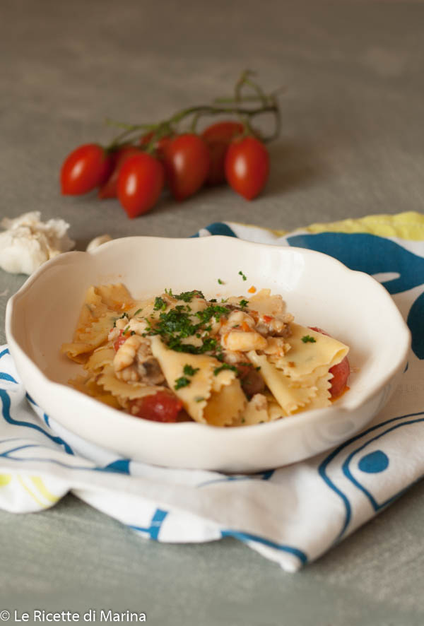 Maltagliati al basilico con sugo di pescatrice